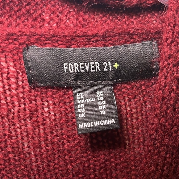 Forever 21+ size maroon knitted cardigan sweater size 0X or 10/12 - Picture 5 of 7